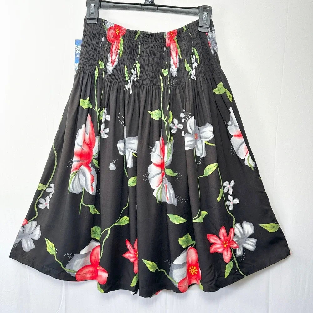NWT Aloha Hut Hawaii Skirt One Size Smocked Waist Tropical Resortwear Tropical